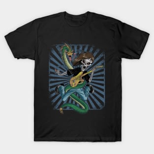 Skeleton Guitarist with Snake T-Shirt